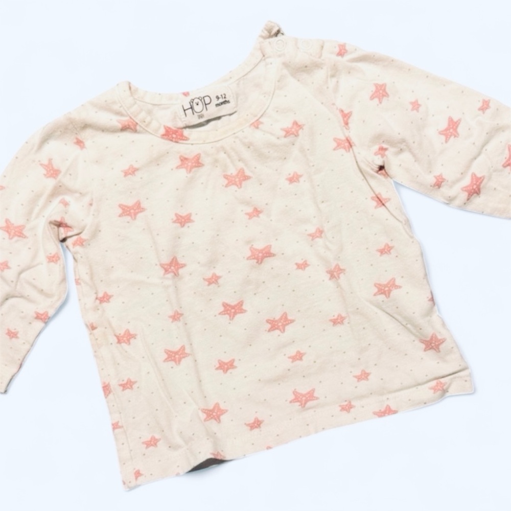 GUC Infant Starry Long Sleeve Tee - Pink and White (9-12 mos)